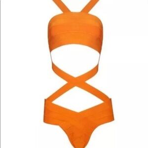 NWT Bold Orange Cutout Bandage Monokini Swimsuit | Size M
